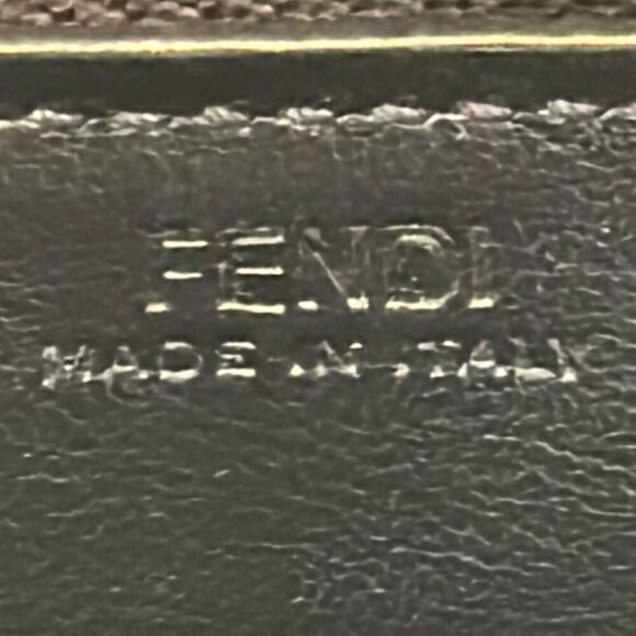 Fendi Zip Around Continental Long Wallet Dark Blue Leather Luxury Minimalist - Picture 7 of 14